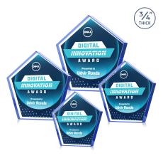 Belmar Steiner Full Color Dillon Sided Blue Crystal Trophy - Glass Plaques