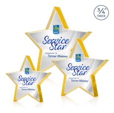 Esna Star Full Color Dillon Sided Gold Crystal Trophy - Glass Plaques