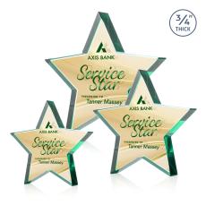 Esna Star Full Color Dillon Sided Emerald Crystal Trophy - Glass Plaques