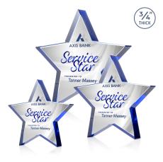 Esna Star Full Color Dillon Sided Blue Crystal Trophy - Glass Plaques