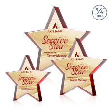 Esna Star Full Color Dillon Sided Red Crystal Trophy - Glass Plaques