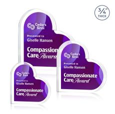 Davina Heart Full Color Dillon Sided Clear Unique Crystal Trophy - Glass Plaques