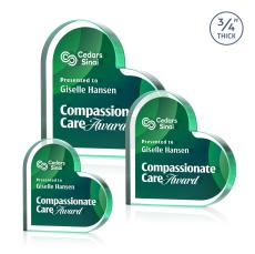 Davina Heart Full Color Dillon Sided Emerald Unique Crystal Trophy - Glass Plaques