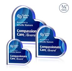 Davina Heart Full Color Dillon Sided Blue Unique Crystal Trophy - Glass Plaques