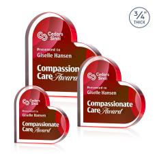 Davina Heart Full Color Dillon Sided Red Unique Crystal Trophy - Glass Plaques