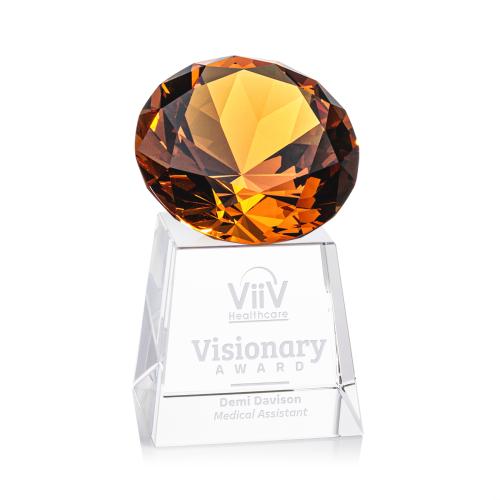 Awards and Plaques - Crystal Trophies - Fortino Amber Crystal Trophy