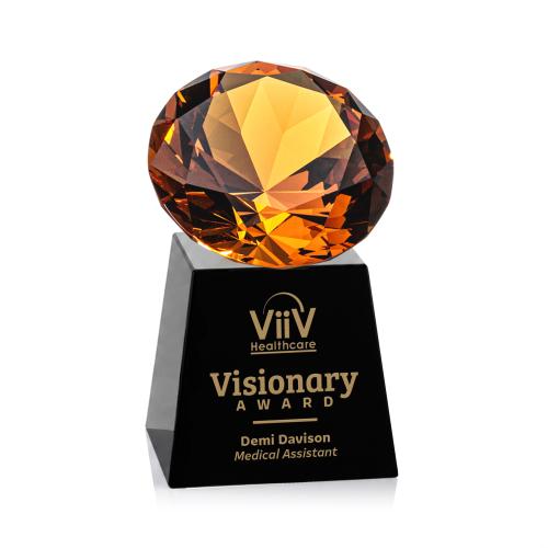 Awards and Plaques - Crystal Trophies - Fortino Black/Amber Crystal Trophy