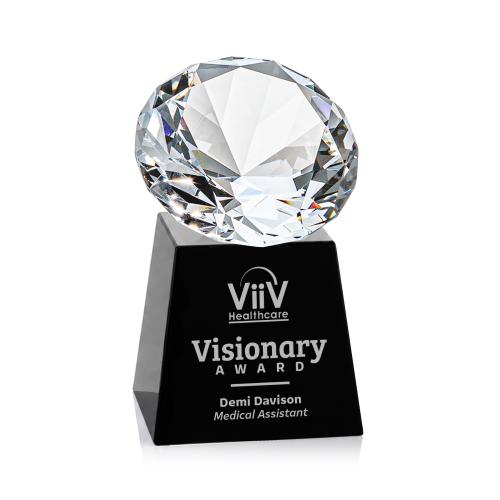 Awards and Plaques - Crystal Trophies - Fortino Black/Diamond Crystal Trophy