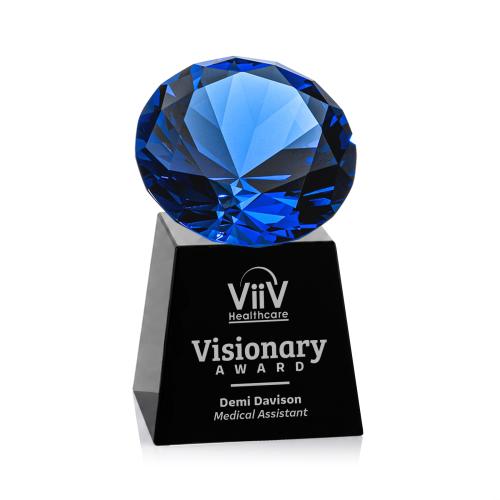Awards and Plaques - Crystal Trophies - Fortino Black/Sapphire Crystal Trophy