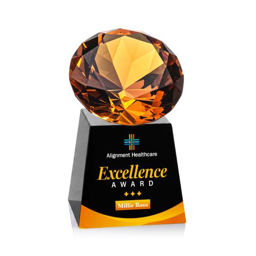 Awards and Plaques - Crystal Trophies - Fortino Full Color Black/Amber Crystal Trophy