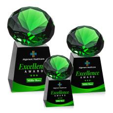 Fortino Full Color Black/Emerald Crystal Trophy - Crystal Trophies