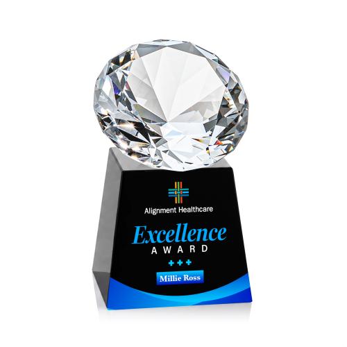 Awards and Plaques - Crystal Trophies - Fortino Full Color Black/Diamond Crystal Trophy