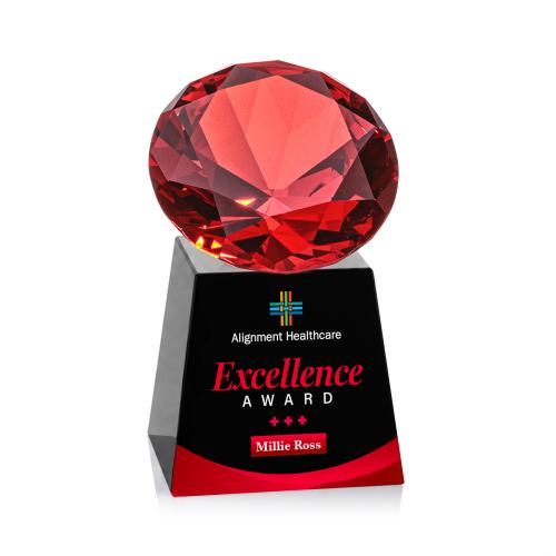 Awards and Plaques - Crystal Trophies - Fortino Full Color Black/Ruby Crystal Trophy