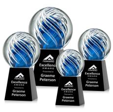 Truong Globe on Medium Crystal Black Glass Trophy - Glass Trophies