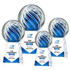 Truong Full Color Globe on Medium Crystal Base Glass Trophy - Glass Trophies