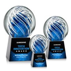 Truong Full Color Globe on Fortino Black Glass Trophy - Glass Trophies