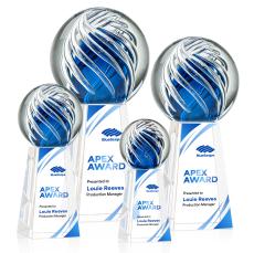 Truong Full Color Globe on Tall Crystal Base Glass Trophy - Glass Trophies