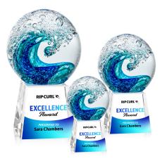 Ocean Wave Full Color Globe on Fortino Base Glass Trophy - Glass Trophies