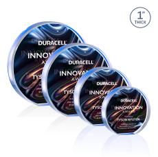 Smart Full Color Dillon Sided Blue Circle Acrylic Trophy - Employee of the Month