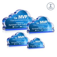 Cloud 9 Full Color Dillon Sided Blue Unique Acrylic Trophy - Employee of the Month