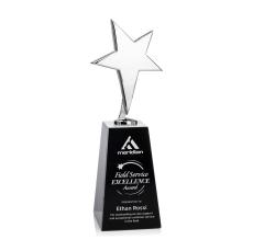 Spicer Chrome Star on Tall Crystal Base - Black - Trophies
