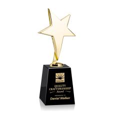 Spicer Gold Star on Medium Crystal Base - Black - Trophies