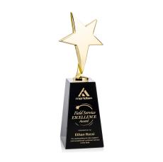 Spicer Gold Star on Tall Crystal Base - Black - Trophies
