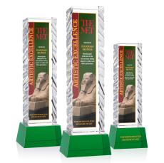 Arezzo Full Color on Base Green Towers Crystal Trophy - Custom Trophies