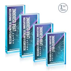 Colebrook Full Color Dillon Sided Blue Rectangle Crystal Trophy - Custom Trophies