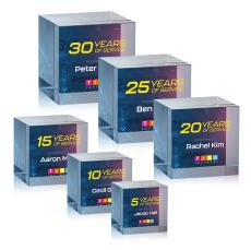 Square Cube Full Color Dillon Sided Square / Cube Crystal Trophy - Employee of the Month