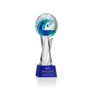 Ocean Wave Globe on Saldana Crystal Base Glass Trophy
