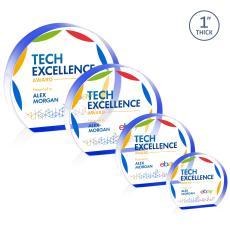 Ziegler Hemisphere Full Color Blue Circle Acrylic Trophy - Custom Trophies