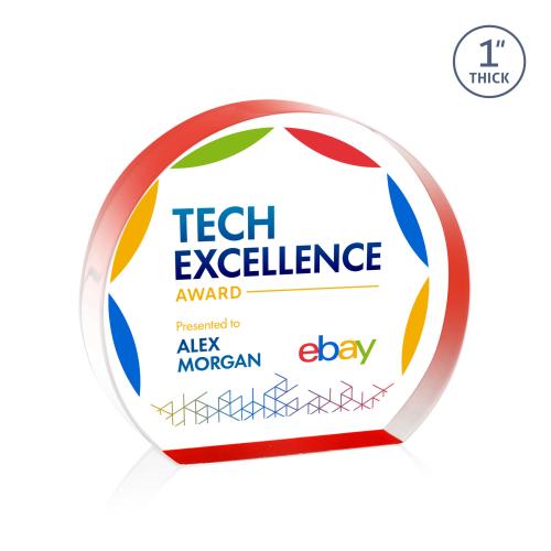 Awards and Plaques - Acrylic Trophies - Ziegler Hemisphere Full Color Red Circle Acrylic Trophy