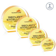 Ziegler Hemisphere Full Color Dillon Sided Gold Circle Acrylic Trophy - Custom Trophies