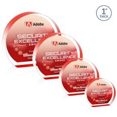 Ziegler Hemisphere Full Color Dillon Sided Red Circle Acrylic Trophy - Custom Trophies