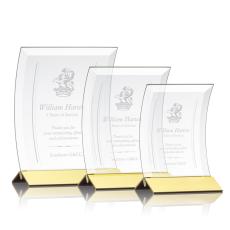 Zavala Gold Rectangle Crystal Trophy - Crystal Trophies