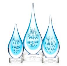 Matrix on Lockwood Base Clear Tear Drop Glass Trophy - Art Glass Trophies