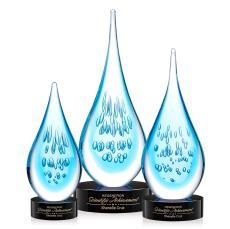 Matrix on Lockwood Base Black Tear Drop Glass Trophy - Art Glass Trophies