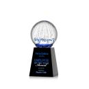 Rudolph Full Color on Medium Crystal Base Black Globe Glass Trophy