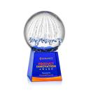 Rudolph Full Color on Fortino Base Blue Globe Glass Trophy