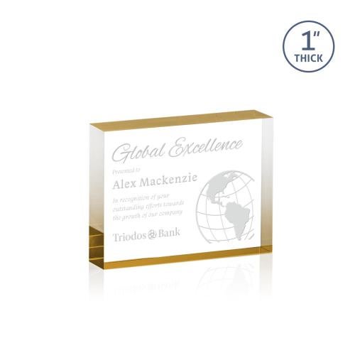 Awards and Plaques - Employee Awards - Sylvester Gold (Horiz) Rectangle Acrylic Trophy