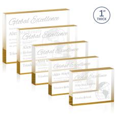 Sylvester Gold (Horiz) Rectangle Acrylic Trophy - Employee Awards