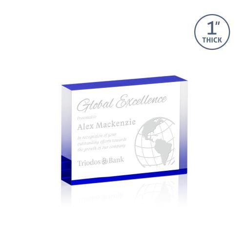 Awards and Plaques - Employee Awards - Sylvester Blue (Horiz) Rectangle Acrylic Trophy