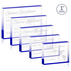 Sylvester Blue (Horiz) Rectangle Acrylic Trophy - Employee Awards