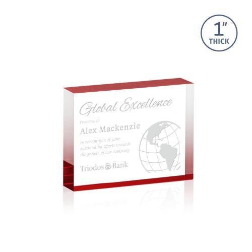 Awards and Plaques - Employee Awards - Sylvester Red (Horiz) Rectangle Acrylic Trophy