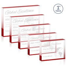 Sylvester Red (Horiz) Rectangle Acrylic Trophy - Employee Awards