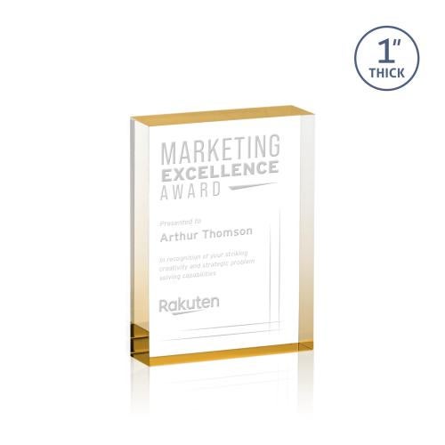 Awards and Plaques - Employee Awards - Sylvester Gold (Vert) Rectangle Acrylic Trophy