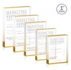 Sylvester Gold (Vert) Rectangle Acrylic Trophy - Employee Awards