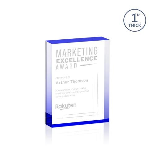 Awards and Plaques - Employee Awards - Sylvester Blue (Vert) Rectangle Acrylic Trophy