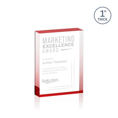 Awards and Plaques - Employee Awards - Sylvester Red (Vert) Rectangle Acrylic Trophy